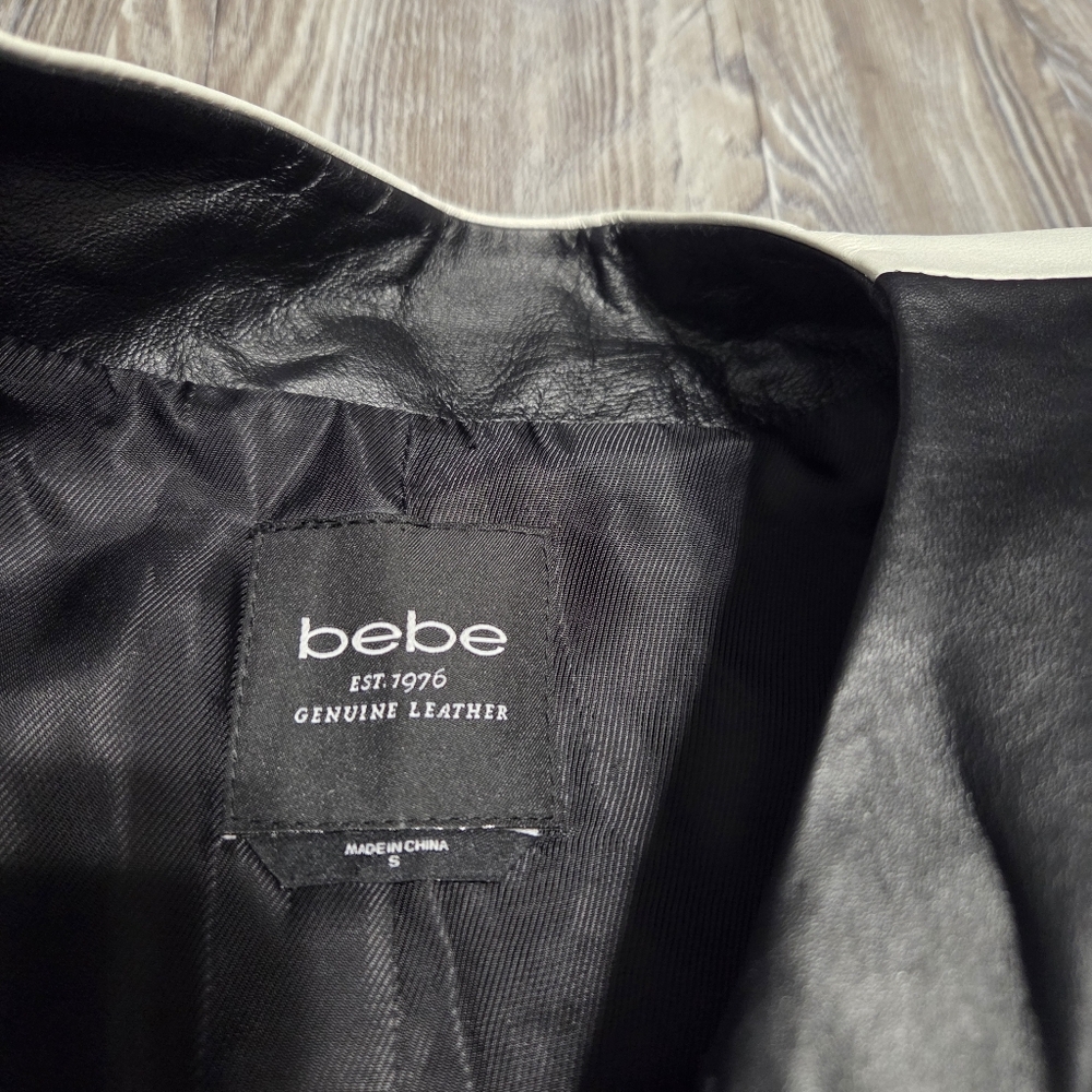Bebe Jacket Genuine Leather, 3-Toned Colorblock Vest, Size S - Picture 3 of 10